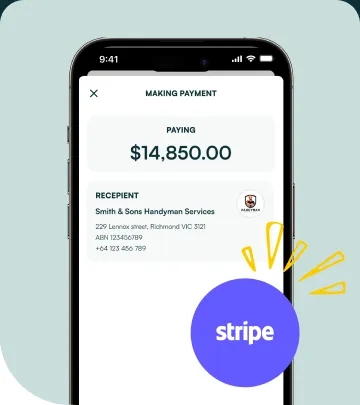 Making a $14,850.00 payment, secured by Stripe